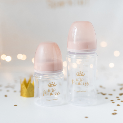 Canpol babies Lahev se širokým hrdlem ROYAL BABY 120ml růžová