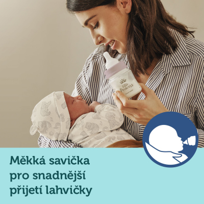 Canpol babies Lahev se širokým hrdlem ROYAL BABY 120ml růžová