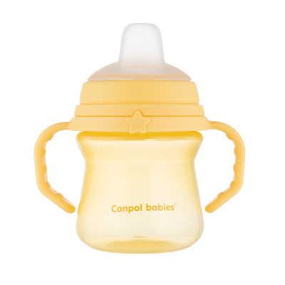 Canpol babies Hrneček se silikonovým pítkem FirstCup 150ml žlutý