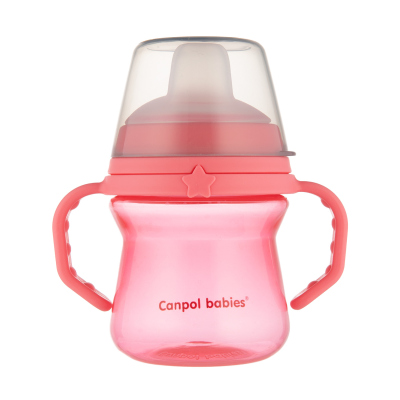 Canpol babies Hrneček se silikonovým pítkem FirstCup 150ml růžový