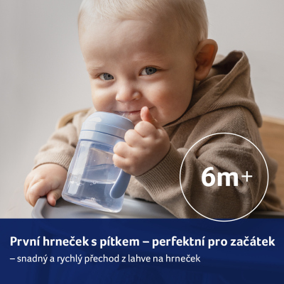 LOVI První hrneček s pítkem 150 ml modrý