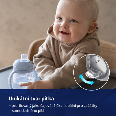 LOVI První hrneček s pítkem 150 ml modrý