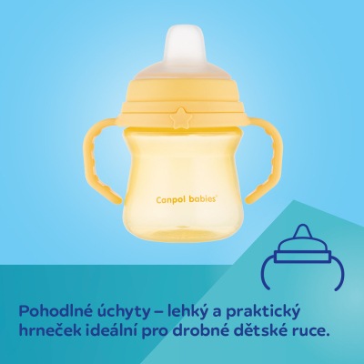 Canpol babies Hrneček se silikonovým pítkem FirstCup BONJOUR PARIS 150ml růžový