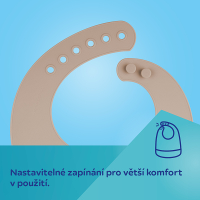 Canpol babies Silikonový bryndák s kapsou MOUNTAINS krémový