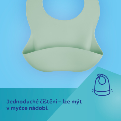 Canpol babies Silikonový bryndák s kapsou MOUNTAINS zelený