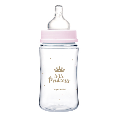 Canpol babies Lahev se širokým hrdlem ROYAL BABY 240ml růžová