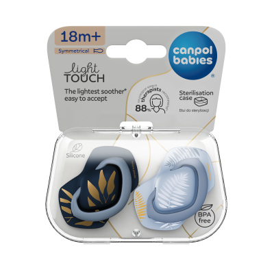 Canpol babies Dudlík silikonový symetrický Light touch GOLD 18m+ 2ks modrý