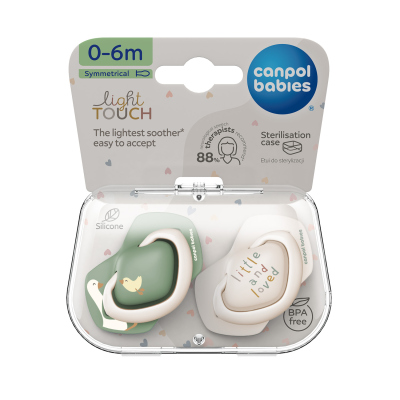 Canpol babies Dudlík silikonový symetrický Light touch GOOSE 0-6m 2ks