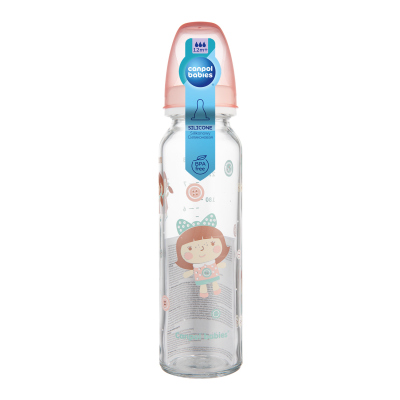 Canpol babies Lahev skleněná s úzkým hrdlem TOYS 240ml