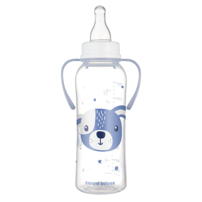 Canpol babies Lahev úzkohrdlá s úchyty CUTE ANIMALS 250ml pejsek