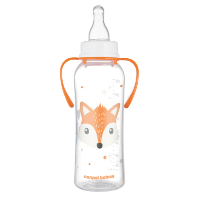 Canpol babies Lahev úzkohrdlá s úchyty CUTE ANIMALS 250ml liška