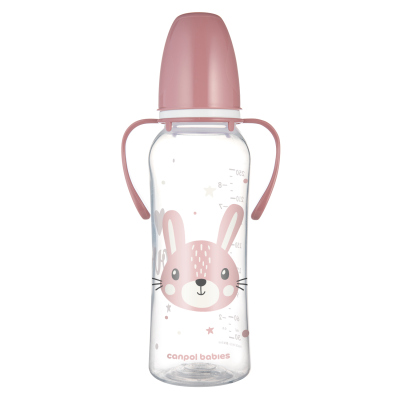 Canpol babies Lahev úzkohrdlá s úchyty CUTE ANIMALS 250ml zajíc