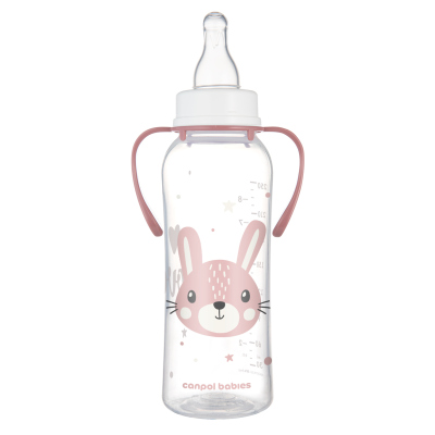 Canpol babies Lahev úzkohrdlá s úchyty CUTE ANIMALS 250ml zajíc