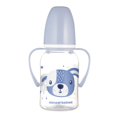 Canpol babies Lahev úzkohrdlá s úchyty CUTE ANIMALS 120ml pejsek