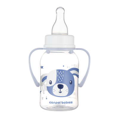 Canpol babies Lahev úzkohrdlá s úchyty CUTE ANIMALS 120ml pejsek