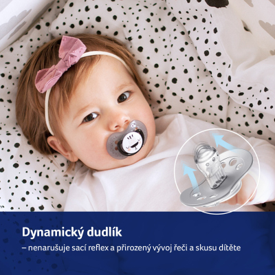 LOVI Dudlík silikonový dynamický SALT&PEPPER 6-18m 2ks