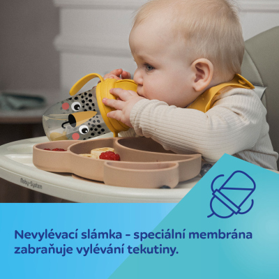 Canpol babies Hrneček nevylévací se slámkou a závažím BabiesBoo 270ml gepard