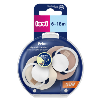 LOVI Dudlík svítící silikonový dynamický PRIME 6-18m 2ks Ivory/Blush