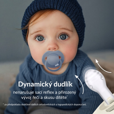 LOVI Dudlík svítící silikonový dynamický PRIME 18m+ 2ks Ivory/Blush