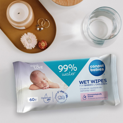 Canpol babies Dětské vlhčené ubrousky 99% vody 60ks
