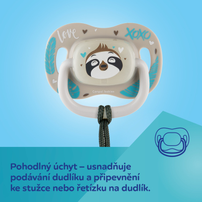 Canpol babies Dudlík silikonový symetrický EXOTIC ANIMALS 18m+ 1ks lenochod