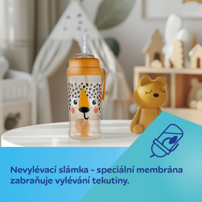 Canpol babies Lahev nevylévací sportovní se slámkou a závažím BabiesBoo 350ml panda