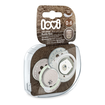 LOVI Dudlík silikonový dynamický BUDDY BEAR 0-6m 2ks