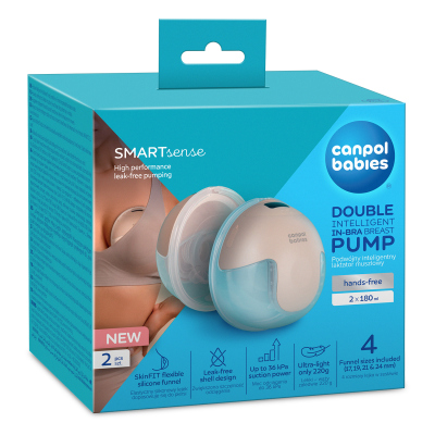 Canpol babies Dvojitá elektrická hands-free odsávačka mateřského mléka do podprsenky SmartSense