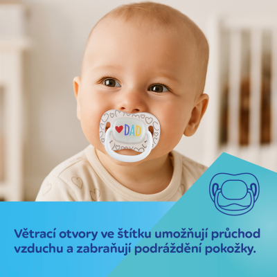 Canpol babies Dudlík svítící silikonový symetrický LOVE MUM&DAD 0-6m 2ks