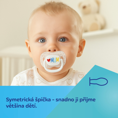 Canpol babies Dudlík svítící silikonový symetrický LOVE MUM&DAD 6-18m 2ks