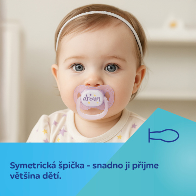 Canpol babies Dudlík svítící silikonový symetrický NIGHTGLOW 18m+ 2ks holka