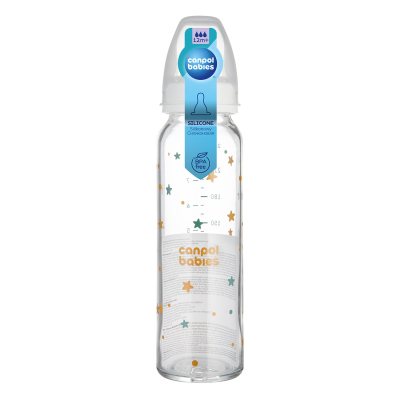 Canpol babies Lahev skleněná s úzkým hrdlem TOYS 240ml