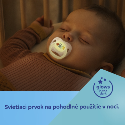 Canpol babies Dudlík svítící silikonový symetrický LOVE MUM&DAD 6-18m 2ks