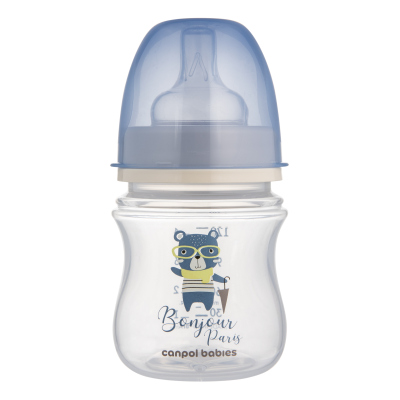 Canpol babies Lahev se širokým hrdlem BONJOUR PARIS 120ml modrá