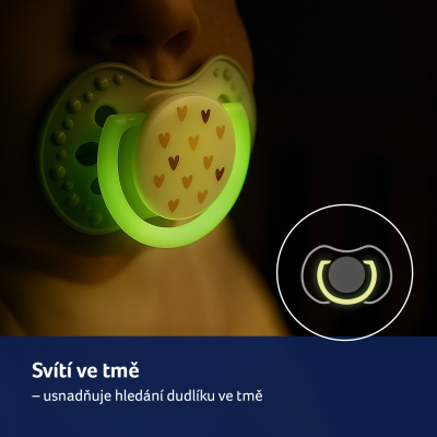 LOVI Dudlík svítící silikonový dynamický TEDDY LOVE  18m+ 2ks