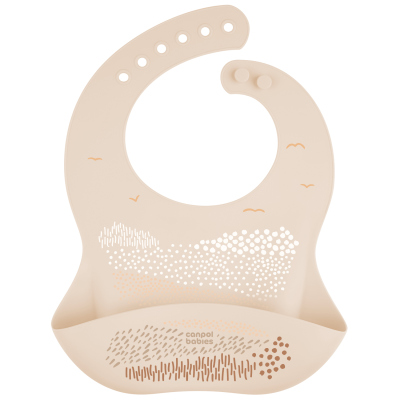 Canpol babies Silikonový bryndák s kapsou MOUNTAINS krémový