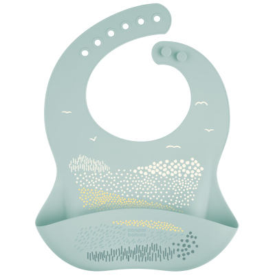 Canpol babies Silikonový bryndák s kapsou MOUNTAINS zelený