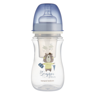 Canpol babies Lahev se širokým hrdlem BONJOUR PARIS 240ml modrá
