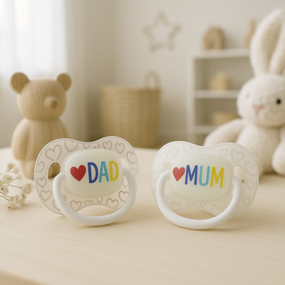 Canpol babies Dudlík svítící silikonový symetrický LOVE MUM&DAD 6-18m 2ks