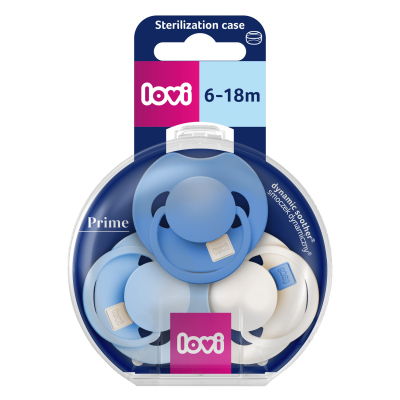 LOVI Dudlík silikonový dynamický PRIME Tutti Frutti 6-18m 3ks Ultramarine Blue