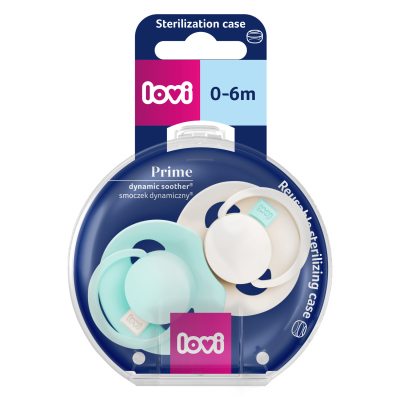 LOVI Dudlík silikonový dynamický PRIME Tutti Frutti 0-6m 2ks Lagoon/Mint Cream