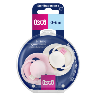 LOVI Dudlík silikonový dynamický PRIME Tutti Frutti 0-6m 2ks Rose/Rose Cream