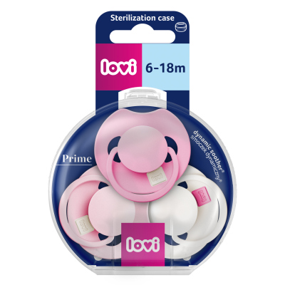 LOVI Dudlík silikonový dynamický PRIME Tutti Frutti 6-18m 3ks Peony Pink