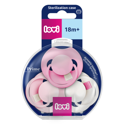 LOVI Dudlík silikonový dynamický PRIME Tutti Frutti 18m+ 3ks Peony Pink