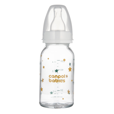 Canpol babies Lahev skleněná s úzkým hrdlem TOYS 120ml