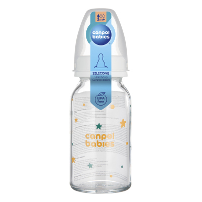 Canpol babies Lahev skleněná s úzkým hrdlem TOYS 120ml