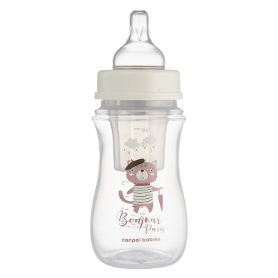Canpol babies Lahev se širokým hrdlem BONJOUR PARIS 240ml růžová