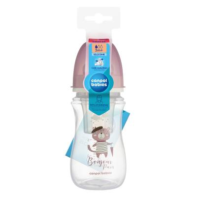 Canpol babies Lahev se širokým hrdlem BONJOUR PARIS 240ml růžová