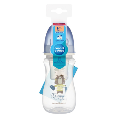 Canpol babies Lahev se širokým hrdlem BONJOUR PARIS 240ml modrá