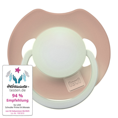 LOVI Dudlík svítící silikonový dynamický PRIME 0-6m 1ks Blush